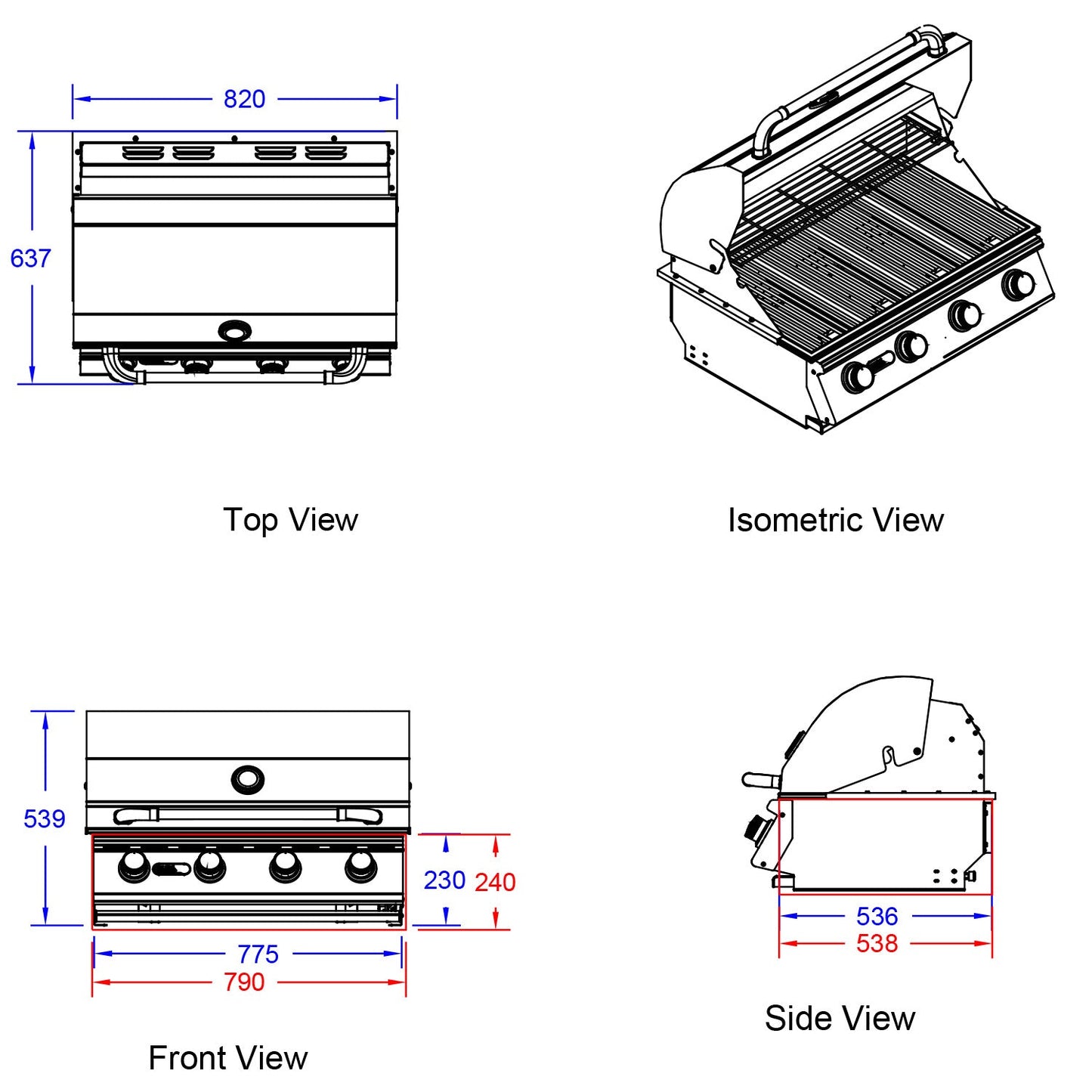 Bull BBQ Component Outlaw Built-In Gas BBQ - 4 Burners