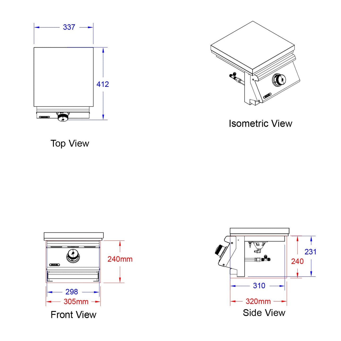 Bull BBQ Component Slide-In Single Side Burner