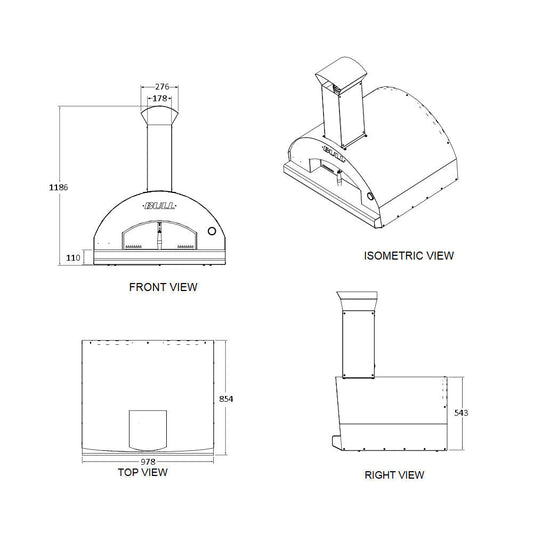 Bull BBQ Extra Large Pizza Oven - Wood Fired