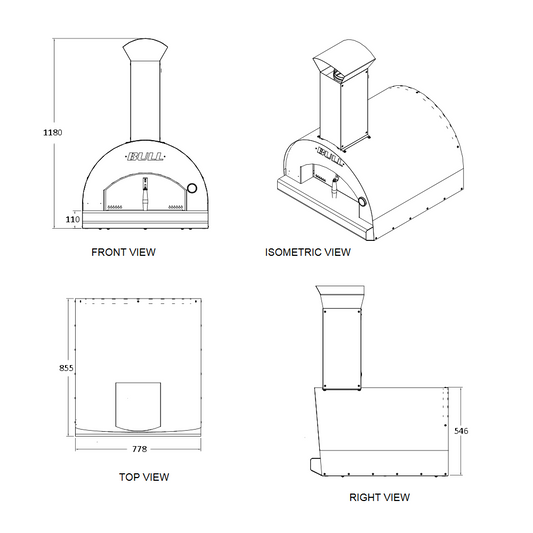 Bull BBQ Large Pizza Oven - Wood Fired