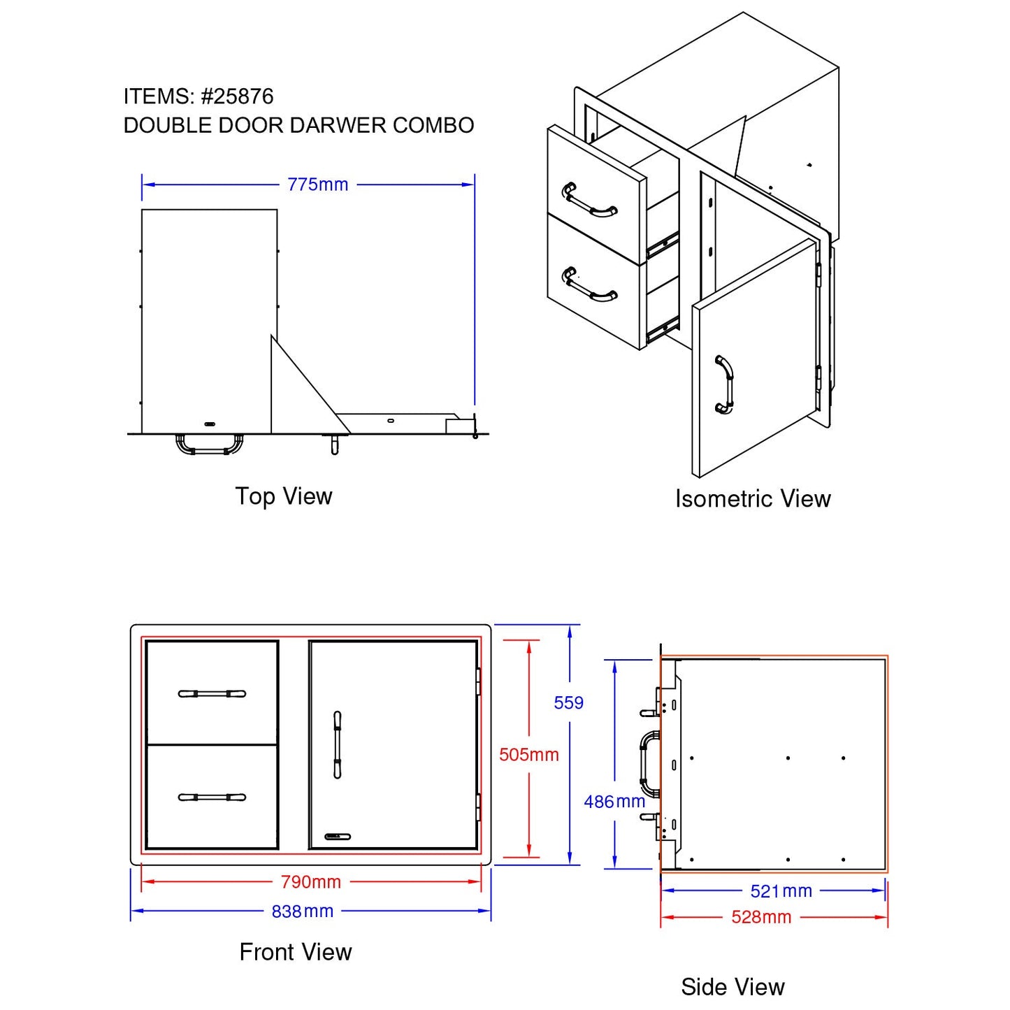 Bull BBQ Component 80cm Door and Drawer Combo