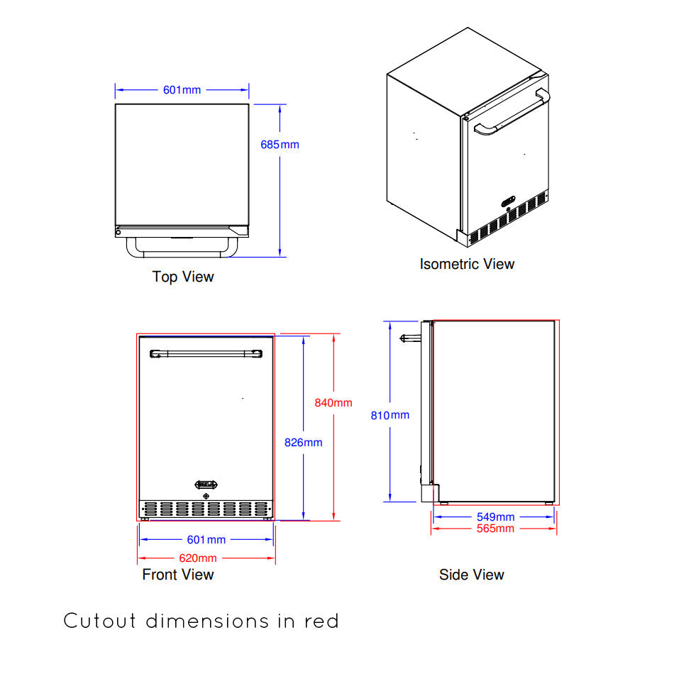 Bull BBQ Component Premium Stainless Steel Outdoor Refrigerator Series II