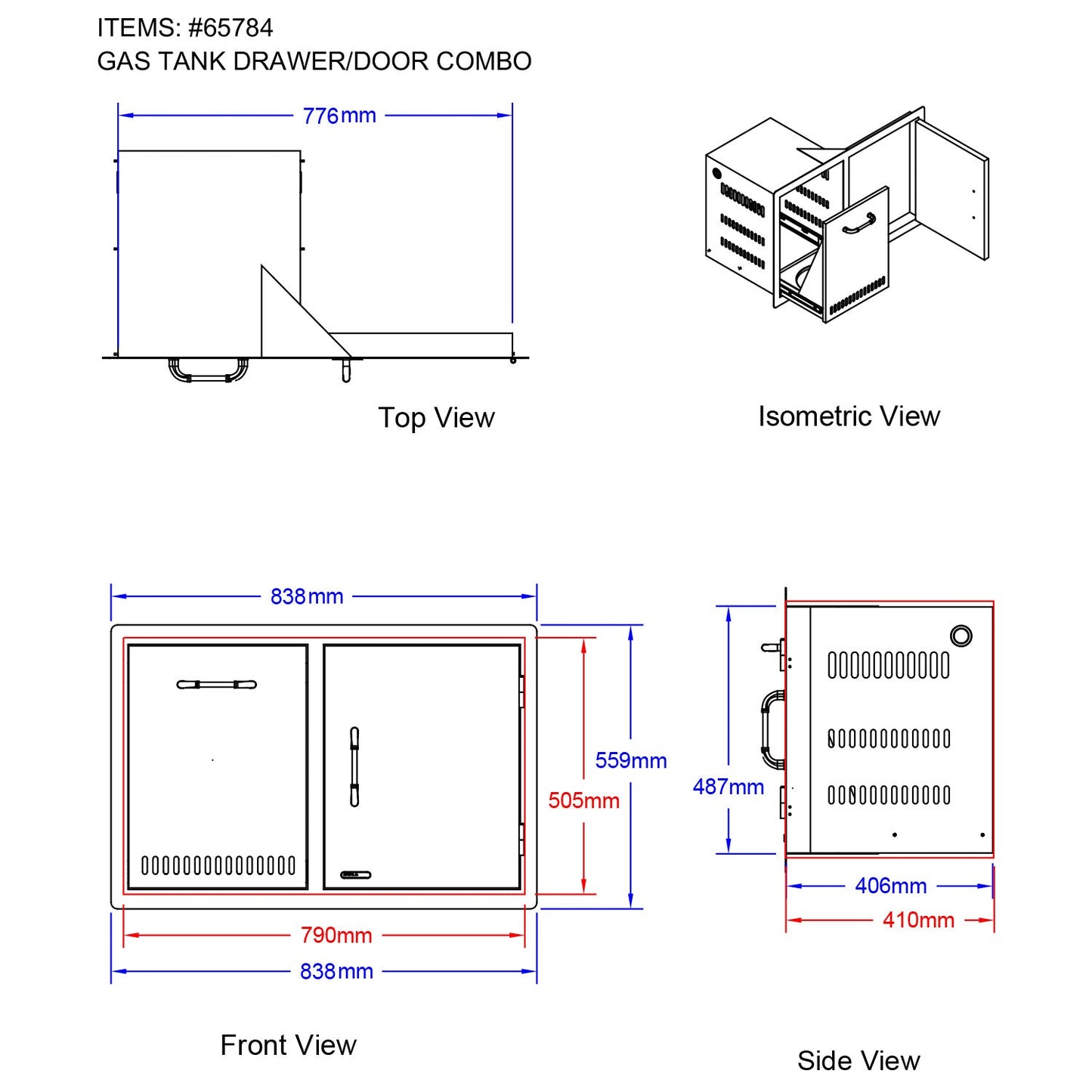 Bull BBQ Component 80cm Door and Gas Tank Drawer Combo