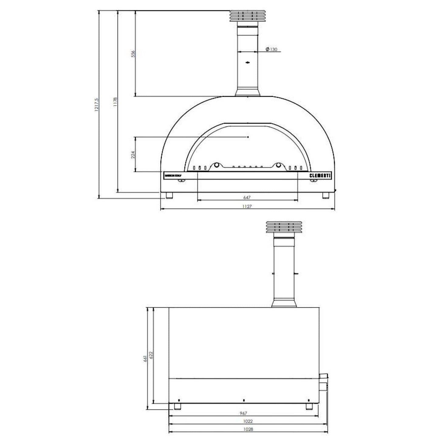 Clementi GOLD Wood Fired Pizza Oven - Large (100x80cm) - Free Tool Set Included