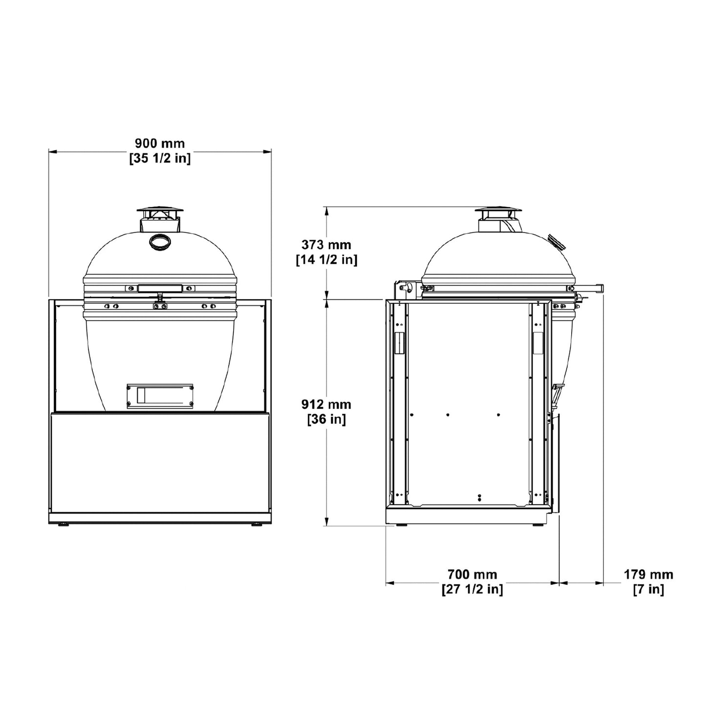 Fontana Ignes IGN-Kamado Charcoal Grill – Modular Outdoor Kitchen - Available in 2 Sizes