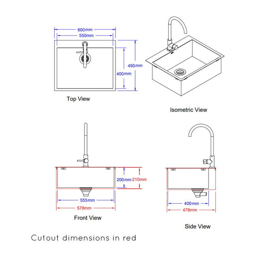 Bull BBQ Component Extra Large Premium Stainless Steel Sink and Tap