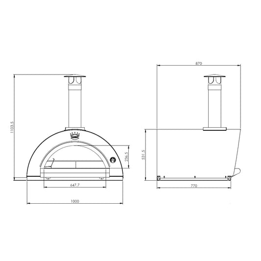 Clementi Original Family Wood Fired Pizza Oven - Medium (80x60cm) - Free Tool Set Included