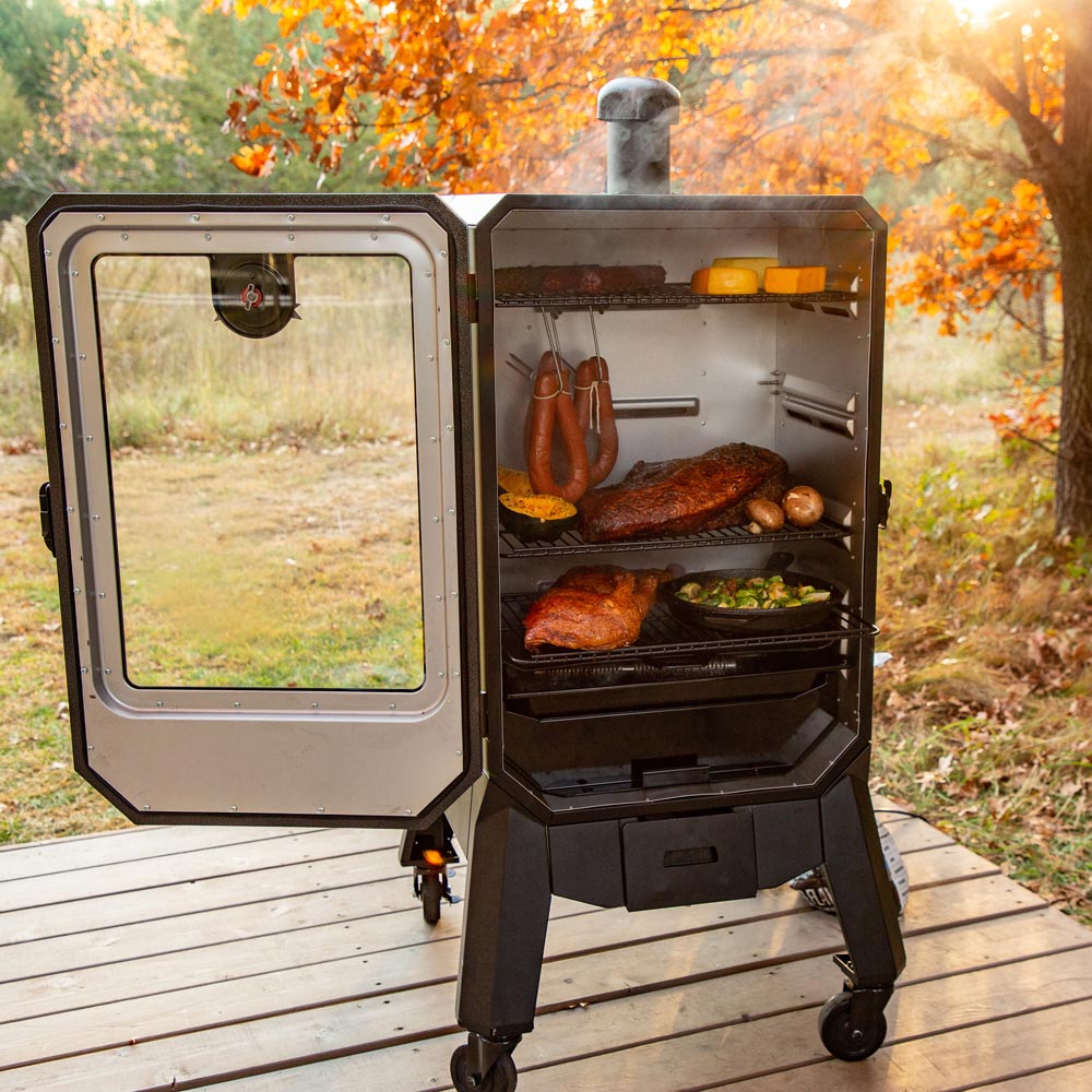 Pit Boss V4PWood Pellet Smoker - With Wi-Fi &amp; Bluetooth Connectivity - Free 6-Piece Cast Iron Cooking Set Included